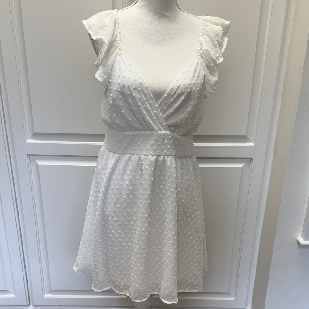 Altar'd State White Textured Mini Dress